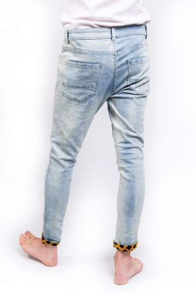 Distressed Skinny Stretch Denim Jeans Back
