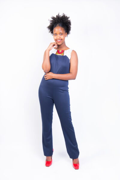 Isaro Identity Collection Fusion Sleeveless Navy-blue Jumpsuit Front