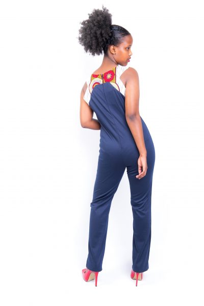 Isaro Identity Collection Fusion Sleeveless Navy-blue Jumpsuit Back