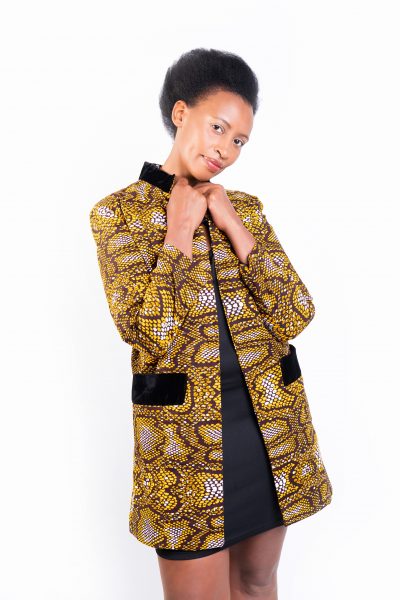 Isaro Identity Collection Yellow Leopard Print Jacket Front