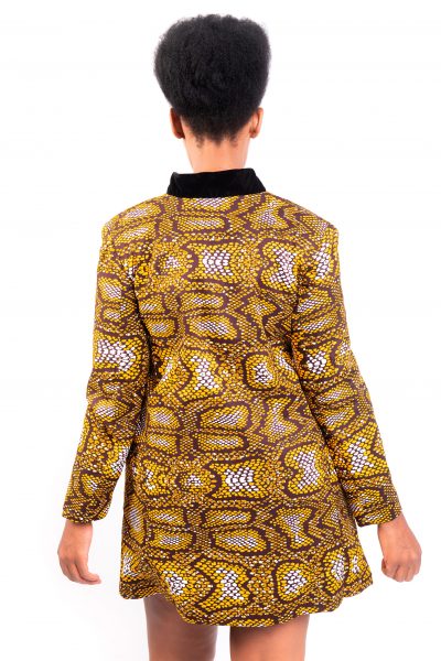 Isaro Identity Collection Yellow Leopard Print Jacket Back