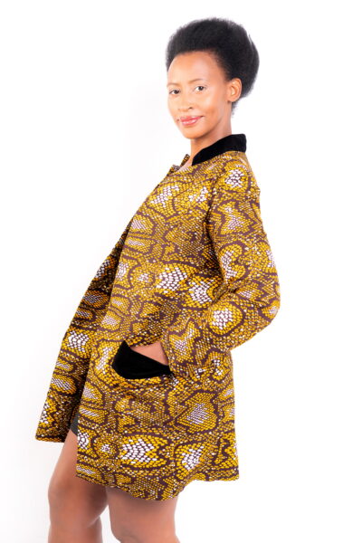 Isaro Identity Collection Yellow Leopard Print Jacket Side