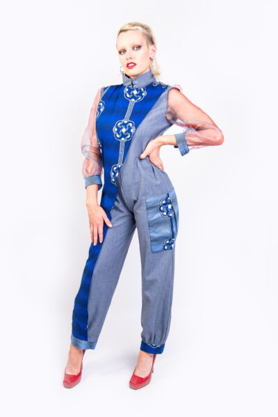 Isaro Identity African Print Denim Romper 2