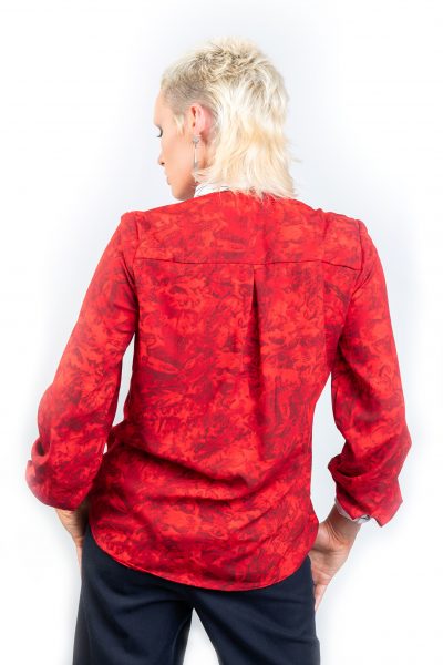 Isaro Fusion Collection Spring Red Silk Ladies Blouse Back